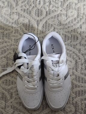 Armani Exchange White Sneakers with Silver Accents